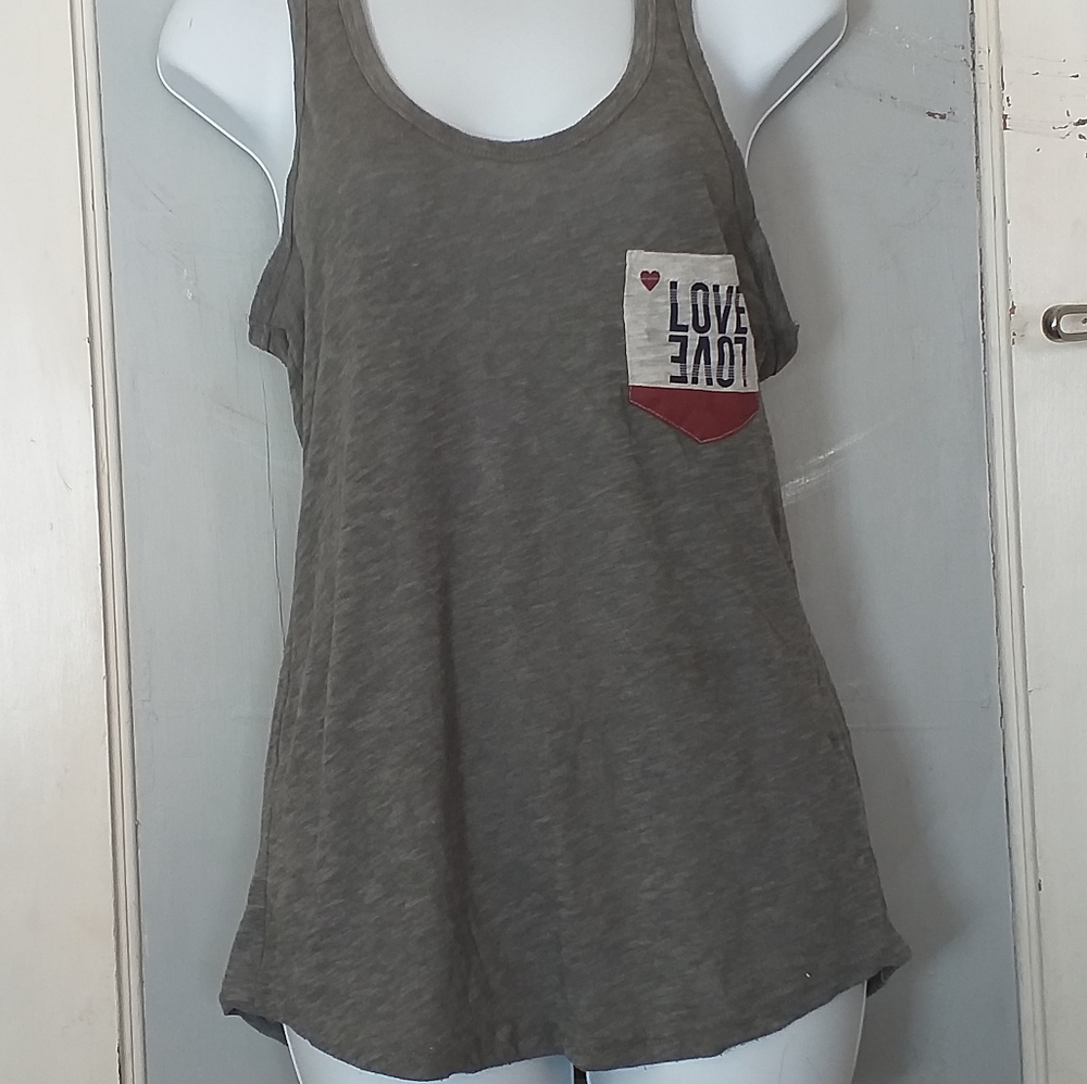 Reflex, heathered gray LOVE tank, sz Large